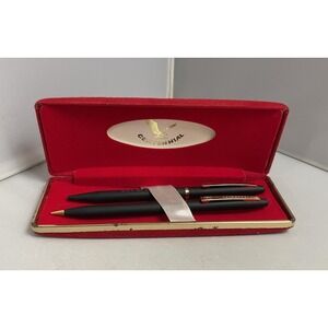 Vintage Centennial Pen Pencil Set "City of Frisco" Black Gold Trim Case USA Gift
